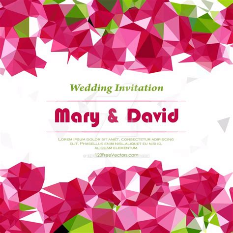 Pink Polygonal Wedding Invitation Card Free Vector by 123freevectors on DeviantArt