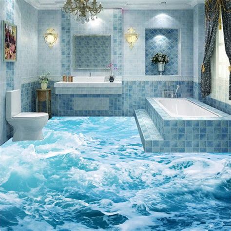 3D bathroom bathroom kitchen floor tiles non slip tiles antique balcony tiles ocean waves 3D ...