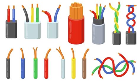 Free Vector | Colorful electric cables set. colorful short pieces of wires with copper core.