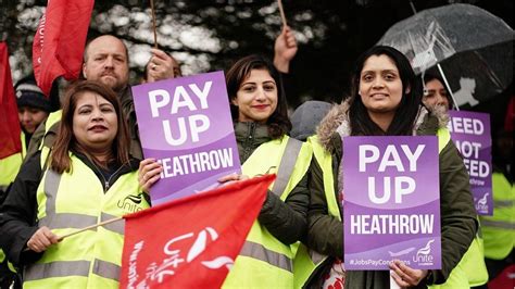 Heathrow security guards begin 10-day strike during Easter break - BBC News