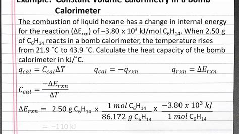 CHEMISTRY 101: Calculating Heat Capacity of a Bomb Calorimeter - YouTube