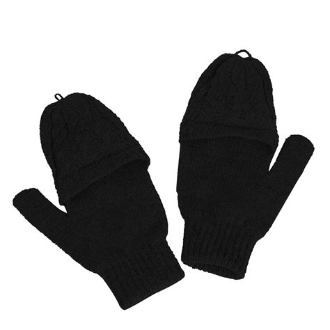 Winter Knitted Convertible Fingerless Gloves Wool Mittens Warm Mitten Glove for Women and Men ...