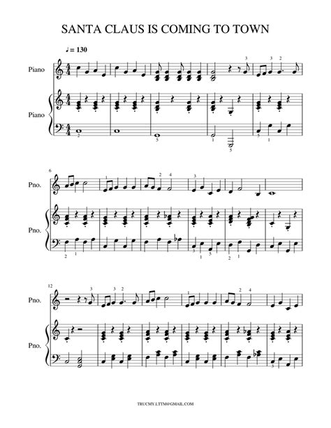 SANTA CLAUS IS COMING TO TOWN Sheet music for Piano (Solo) | Musescore.com