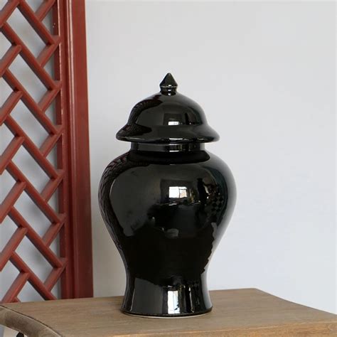 Jingdezhen High Temperature Fired Large Round Black Ceramic Porcelain Ginger Jars-in Vases from ...