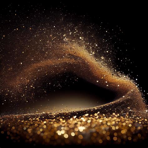 Golden Glitter Dust, Smoke on Black Background Generative AI 22011200 ...