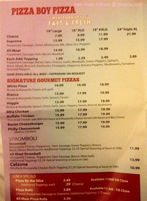 Online Menu of Pizza Boy Pizza Restaurant, Lake City, Florida, 32025 - Zmenu