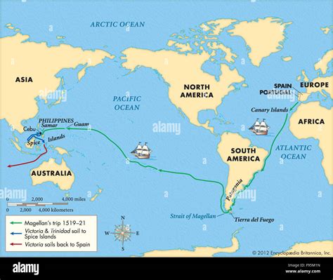 Magellan's voyage from 1519-21 Stock Photo - Alamy