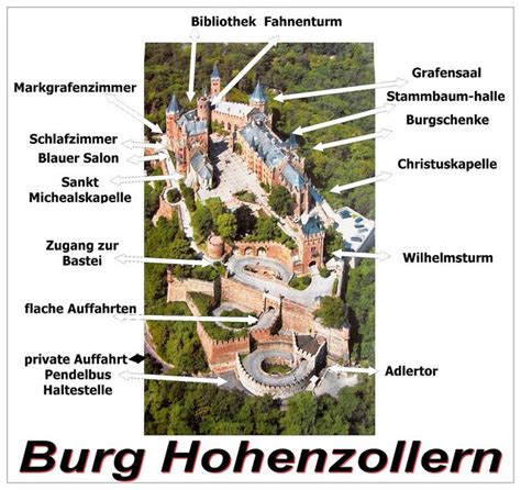 Burg Hohenzollern (labeled) | Hohenzollern castle, Castle, Burg