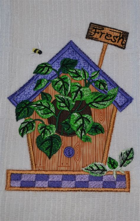 Kitchen Towels: White Terry Cloth Embroidered Herbs - Etsy