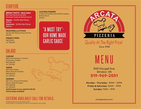 Menu – Arcata Pizzeria