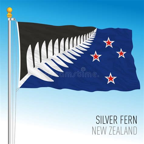 New Zealand, Silver Fern Flag, Alternative of the Official Flag Stock Vector - Illustration of ...