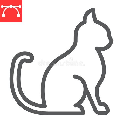 Cat Line Icon, Pet and Animal, Sitting Cat Vector Icon, Vector Graphics ...