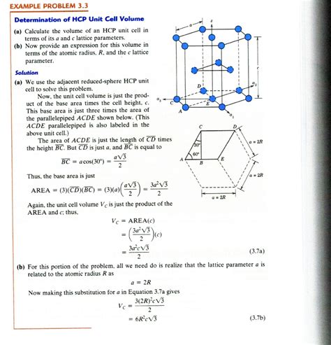 example problem 33 determination of hcp unit cell volume 4 calculate the volume of an hcp unit ...