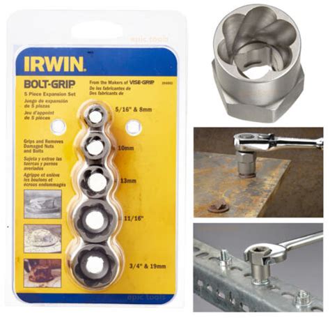 IRWIN 5 Pce EXPANSION Damaged/Rounded Bolt Grip Nut Remover Set 8-19mm, 10504635 5010383312909 ...