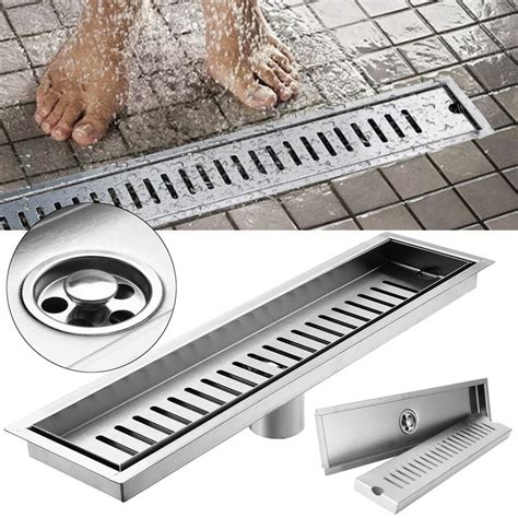 Linear Shower Drain Grate with Removable Cover,Professional Brushed 304 Stainless Steel ...