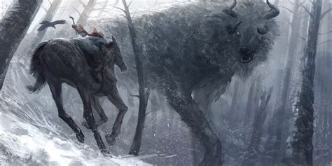 creature, creepy, fantasy art, animals, forest, artwork, trees, horse ...