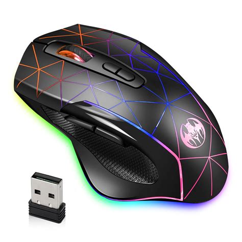 TSV Wireless Gaming Mouse, Rechargeable Optical Mice with 3 Levels DPI ...