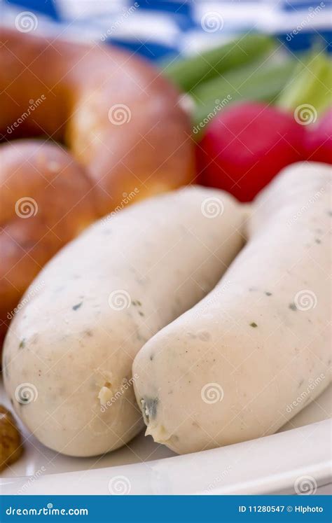 Weisswurst and Pretzel stock image. Image of mustard - 11280547