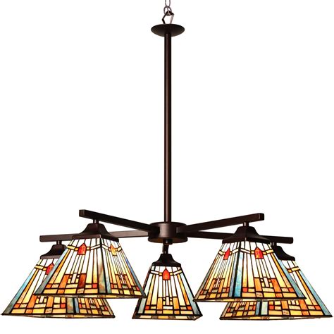 Buy Cotoss Tiffany Chandeliers for Dining Room Stained Glass 5-Light ...