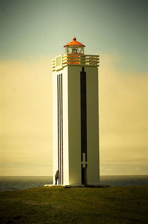 Lighthouse in Kálfshamarsvík, Skagi in North-Iceland, designed by Axel Sveinsson, who got his ...