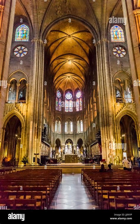 Main Cathedral and altar of Notre Dame, Paris, France Stock Photo - Alamy