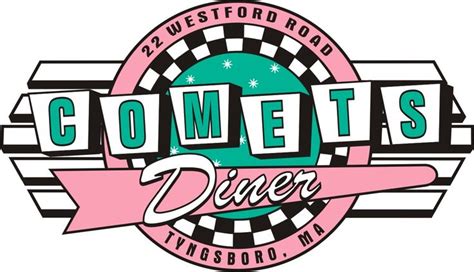 the logo for comets diner, which is located in westford road and interstate