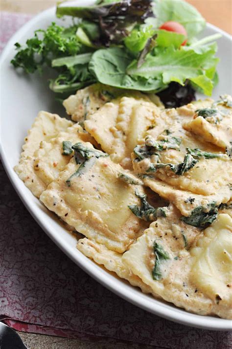 Spinach Ravioli Recipe with Tomato Basil Cream Sauce - Savory With Soul