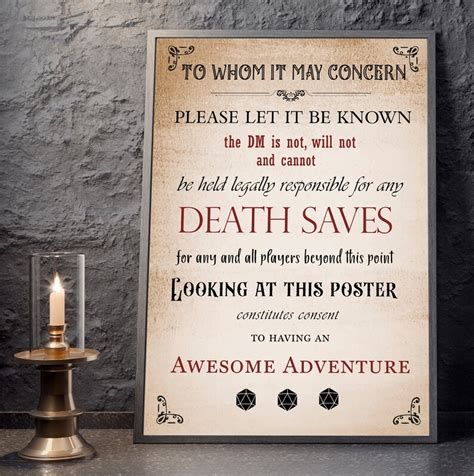 Death Saves D&D Poster Dnd Poster Dnd Wall Art Dungeons and - Etsy