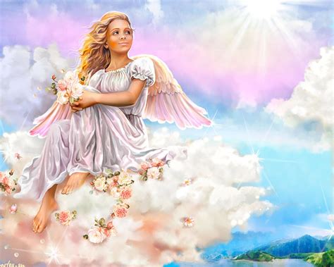 🔥 Free Download Large Angel Cloud Heaven Light Painting Sitting Wings ...