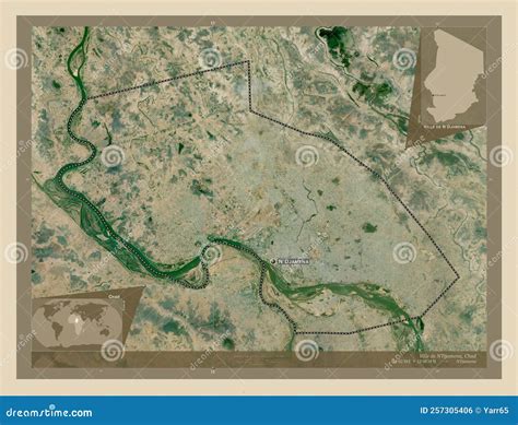 Ville De N Djamena, Chad. High-res Satellite. Labelled Points of Cities Stock Photo - Image of ...