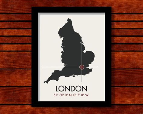 London Latitude Longitude Map Art City Print | Map art, London map, Southampton map