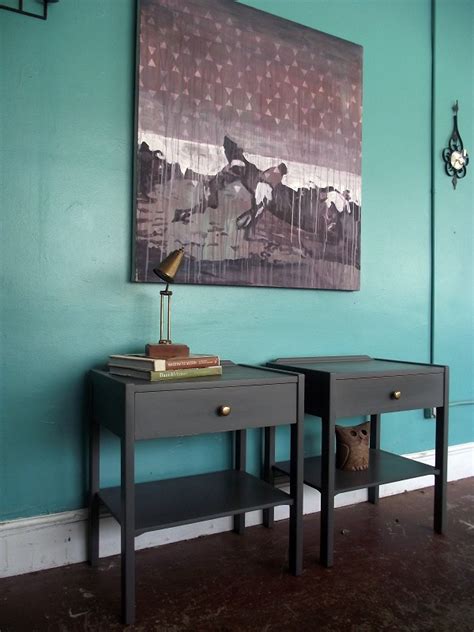 Vintage Ground: Pair of Vintage Gray Nightstands