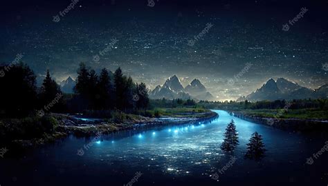 Premium Photo | Landscape of the night mountains and the starry sky ...