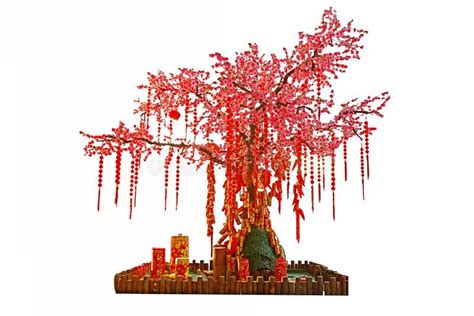 Chinese New Year, Tree with Decorations Stock Image - Image of white ...