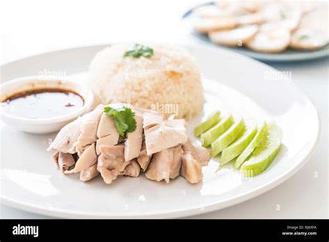 Steamed chicken with rice Stock Photo - Alamy