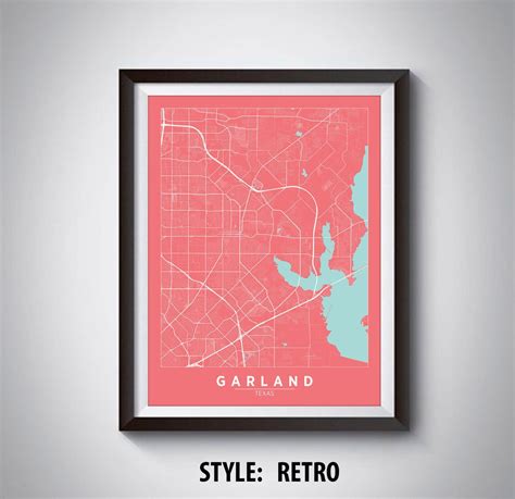 Map of Garland TX Garland Map Garland Poster Office - Etsy