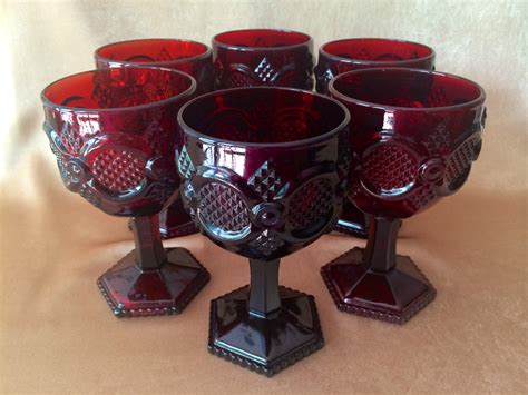 Ruby Red Glassware Avon Cape Cod Large Size Gothic Goblets