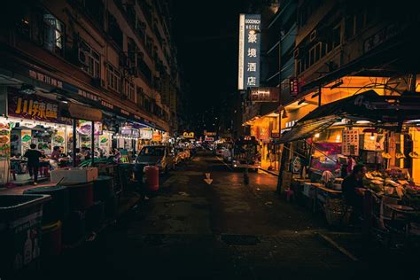 Empty Lighted City Street at Night · Free Stock Photo