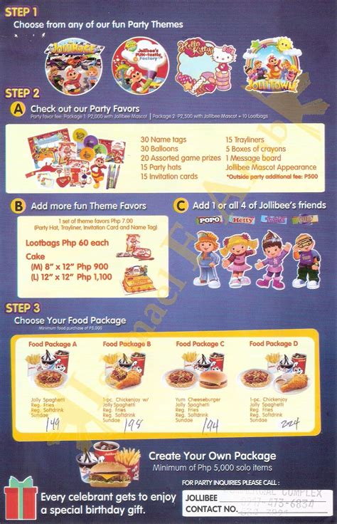 The Pinoy Informer: Jollibee Birthday Party Package Brochure 2017