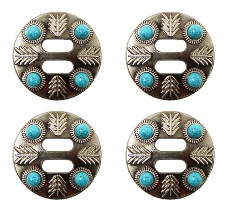 Set of 4 Slotted 1-1/2" Western Saddle Tack Turquoise Stone Conchos CO581 - Walmart.com ...