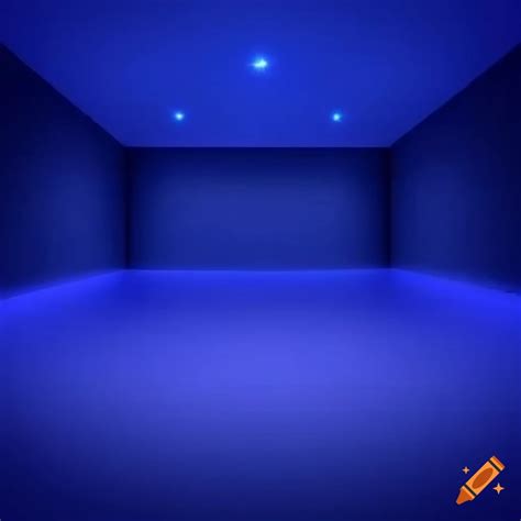 Minimalist white room with blue lighting