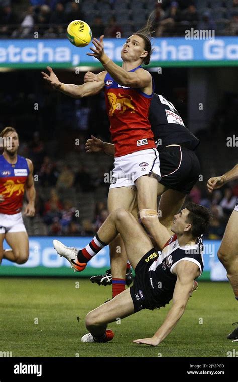 Eric Hipwood of the Lions flies for a mark during the Round 14 AFL ...