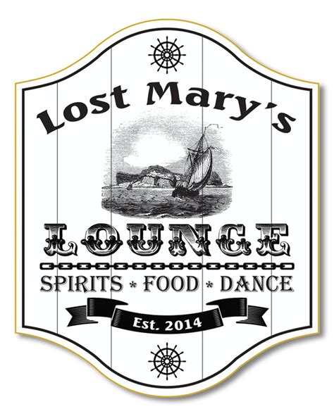 Personalized Lost Mary's Lounge Sign - Nautical Wall Decor