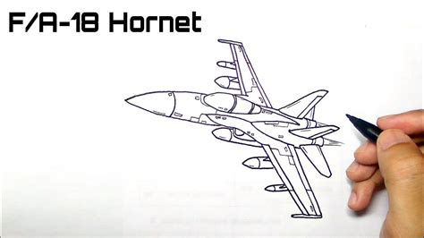 How to draw f 18 fighter jet easy - YouTube