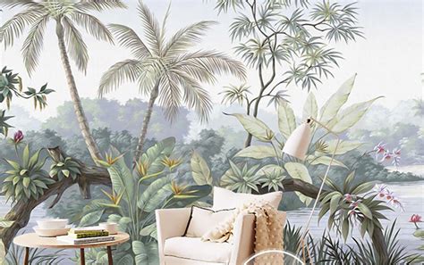 Oil Painting Tropical Rainforest Wallpaper Wall Mural Jungle | Etsy in 2020 | Mural wallpaper ...