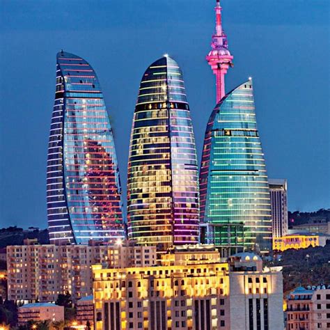 Flame towers in Baku at night [1000: 1000] | Skyscraper, Flames, Tower