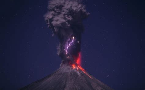 Gray volcano, lightning, volcano HD wallpaper | Wallpaper Flare