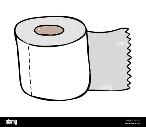 Cartoon vector illustration of toilet paper. Colored and black outlines ...