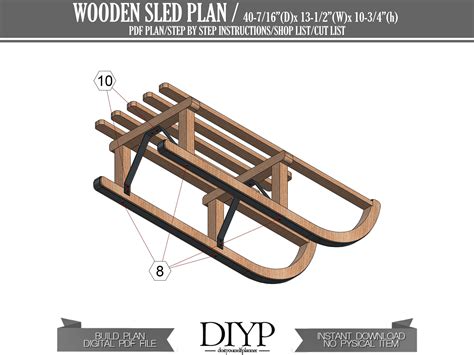 Build Plans for DIY Wooden Sled Plan Easy Woodworking Plans | Etsy