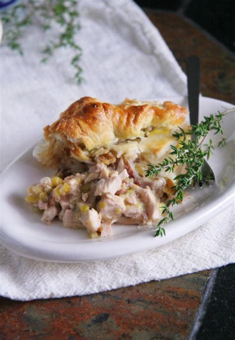 Turkey Leek Pot Pie with Sage & Walnut Studded Puff-Pastry